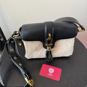 Vince Camuto Black and Cream Crossbody Bag with Gold Details